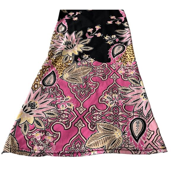 NO BO HI-RISE WIDE LEG BOHO PANTS,  JNIORS XL(15-17)-PINK BLACK MULTICOLOR ABSTR - Picture 5 of 9